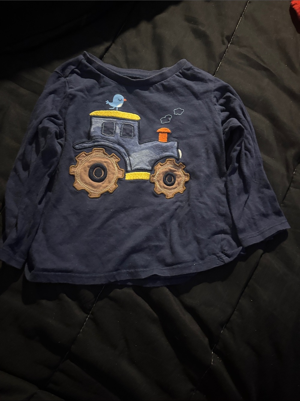 First Impressions Navy Blue Long-Sleeve Top with Tractor Applique